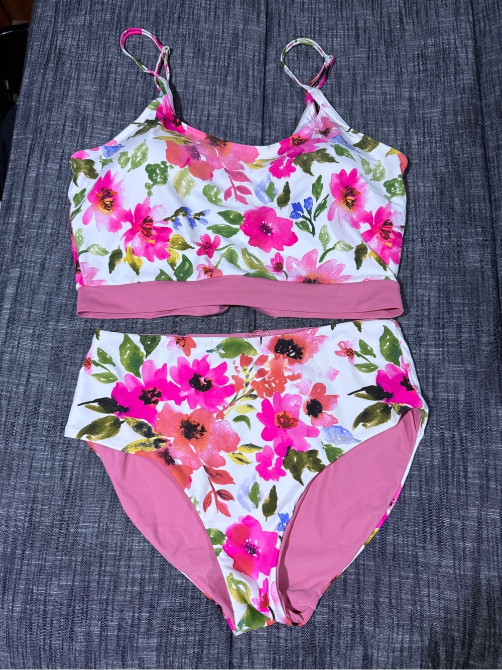 Coral Reef Women’s Floral Tie-Back Bikini Top — Pink & Multicolor